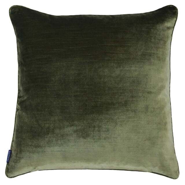 Paoletti Luxe Olive Velvet Piped Cushion - Size: 55 x 55 cm - Green - Wilko - image 1