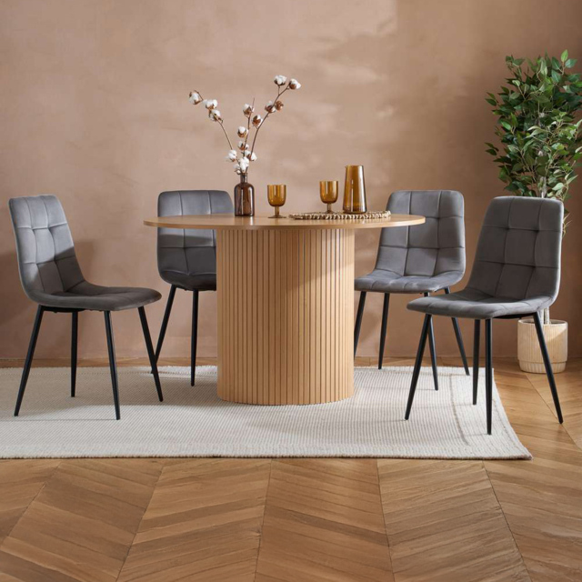 Birlea Axel 4 Seater Round Fluted Dining Set Brown - SleepSoul - Wilko - image 1