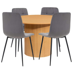Birlea Axel 4 Seater Round Fluted Dining Set Brown - SleepSoul - Wilko - thumbnail 3
