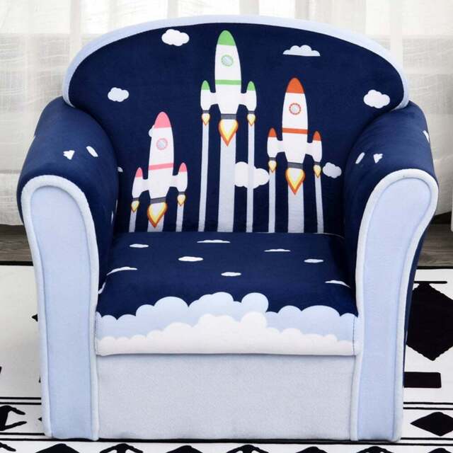 Tommy Toys Multicolour Flannel Kids Armchair - Blue - Wilko - image 1