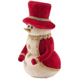 The Christmas Gift Co Red Velvet snowman Decoration - Size: 15.5 x 8 x 8cm - Cream - The Christmas Gift Co. - Wilko - thumbnail 5