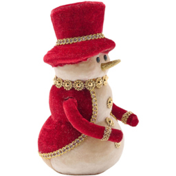 The Christmas Gift Co Red Velvet snowman Decoration - Size: 15.5 x 8 x 8cm - Cream - The Christmas Gift Co. - Wilko - thumbnail 4