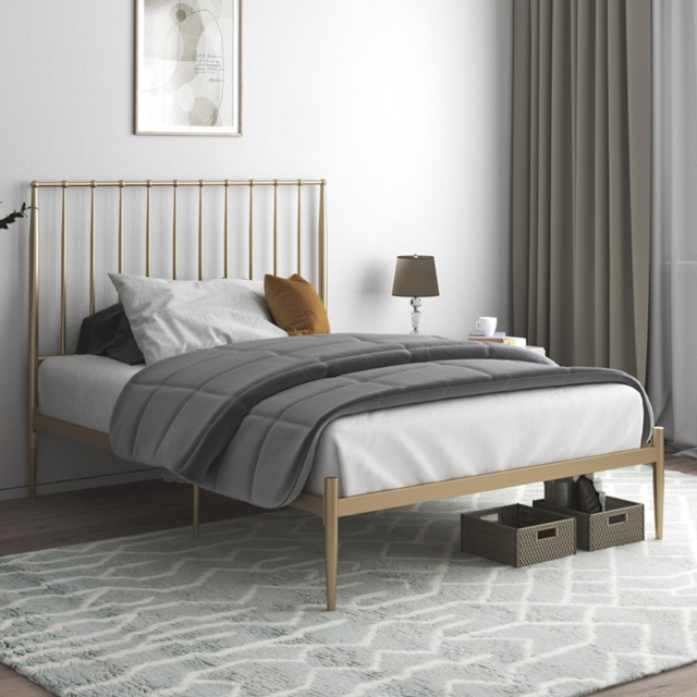 Dorel Giulia Double Gold Metal Bed Frame with Headboard - Wilko - image 1