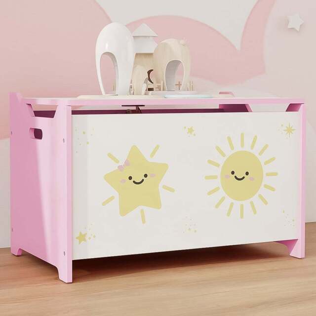 AIYAPLAY Pink Toy Box with Lid - Size: 39 x 37 x 60cm - Wilko - image 1