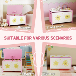 AIYAPLAY Pink Toy Box with Lid - Size: 39 x 37 x 60cm - Wilko - thumbnail 7