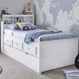 Veera White Storage Guest Bed and Trundle with Pocket Mattresses - Size: Single - Bedmaster - Wilko - thumbnail 1