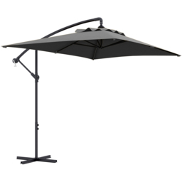 Outsunny Grey Crank Handle Cantilever Banana Parasol with Cross Base 3 x 2m - Size: 3m - Wilko