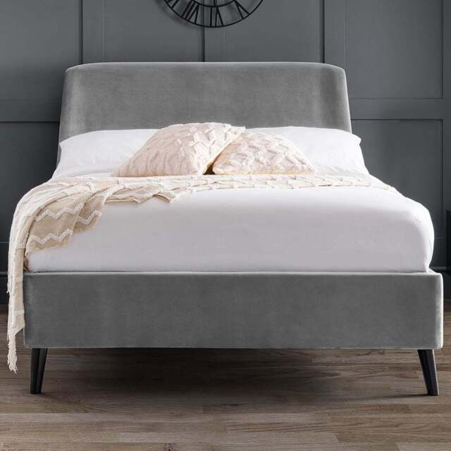 Julian Bowen Frida Double Grey Curved Velvet Bed - Wilko - image 1