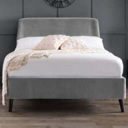 Julian Bowen Frida Double Grey Curved Velvet Bed - Wilko - thumbnail 1