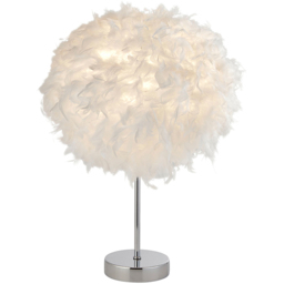 Lighting Collection Winslower Feather White Table Lamp - Size: 30.5 x 16 x 16cm - Chrome and White - Wilko - thumbnail 4