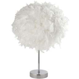 Lighting Collection Winslower Feather White Table Lamp - Size: 30.5 x 16 x 16cm - Chrome and White - Wilko