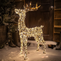 The Christmas Centre 720 Warm White LED Micro Lights Pre-Lit Gold Laser Lit Deer 100cm - Size: 100 x 60 x 22cm - Wilko