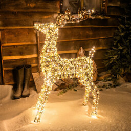 The Christmas Centre 720 Warm White LED Micro Lights Pre-Lit Gold Laser Lit Deer 100cm - Size: 100 x 60 x 22cm - Wilko - thumbnail 4