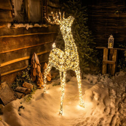 The Christmas Centre 720 Warm White LED Micro Lights Pre-Lit Gold Laser Lit Deer 100cm - Size: 100 x 60 x 22cm - Wilko - thumbnail 6