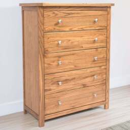 Cabinet Bits Trivento 5 Drawer Brown Chrome Knob Chest of Drawers - Wilko