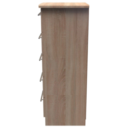 Crowndale Sherwood 5 Drawer Bardolino Oak Tall Bedside Cabinet - Brown - Wilko - thumbnail 4