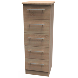 Crowndale Sherwood 5 Drawer Bardolino Oak Tall Bedside Cabinet - Brown - Wilko - thumbnail 5