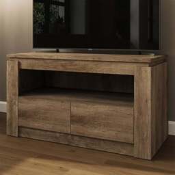 GFW Canyon 2 Drawer Single Shelf Oak TV Unit - Grey - Wilko