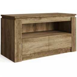 GFW Canyon 2 Drawer Single Shelf Oak TV Unit - Grey - Wilko - thumbnail 3