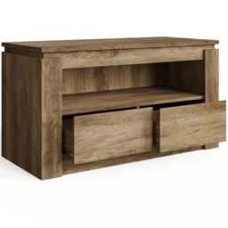 GFW Canyon 2 Drawer Single Shelf Oak TV Unit - Grey - Wilko - thumbnail 4