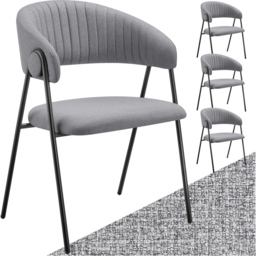 tectake Bedano Set of 4 Grey Dining Chair - Wilko - thumbnail 3