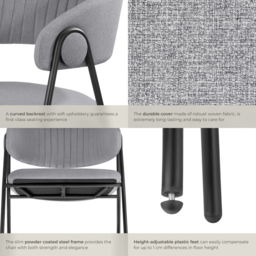tectake Bedano Set of 4 Grey Dining Chair - Wilko - thumbnail 5