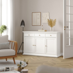 Florence 3 Door 3 Drawer White Sideboard - Size: 91.66 x 147.7 x 46.1cm - Furniture To Go - Wilko - thumbnail 7