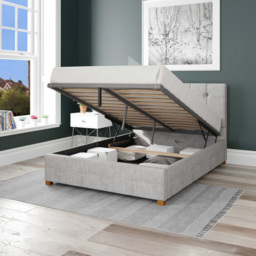 Aspire Hepburn King Size Storm Pure Pastel Cotton Ottoman Bed - Grey - Aspire Beds - Wilko - thumbnail 3