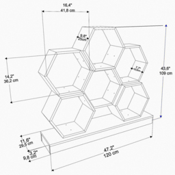 Decorotika Flower Black and Oak Wide Hexagonal Bookcase - Size: 109 x 120 x 29.5cm - Multi - Wilko - thumbnail 7