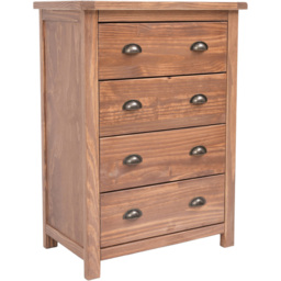 Cabinet Bits Padua 4 Drawer Light Brown Brass Cup Handle Chest of Drawers - Wilko - thumbnail 3