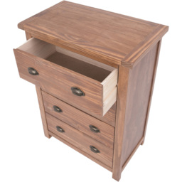 Cabinet Bits Padua 4 Drawer Light Brown Brass Cup Handle Chest of Drawers - Wilko - thumbnail 6