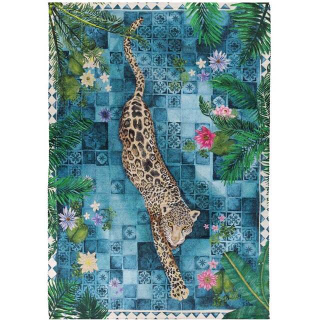 Paoletti Majorelle Blue Printed Indoor and Outdoor Rug 170 x 170cm - Wilko - image 1