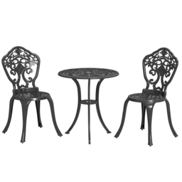 Outsunny 2 Seater Bistro Set with Parasol Hole Black - Wilko - thumbnail 3