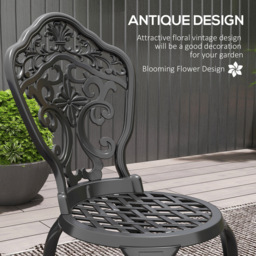 Outsunny 2 Seater Bistro Set with Parasol Hole Black - Wilko - thumbnail 5