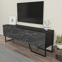 Decorotika Parla 3 Door Black Marble TV Unit - Size: 50.6 x 150 x 35cm - Wilko - thumbnail 7