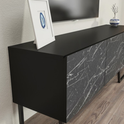 Decorotika Parla 3 Door Black Marble TV Unit - Size: 50.6 x 150 x 35cm - Wilko - thumbnail 6