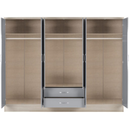 Seconique Nevada 6 Door 2 Drawer Grey and Light Oak Wardrobe - Size: 6 Door, 2 Drawer - Wilko - thumbnail 5
