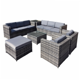 Oseasons Malta 9 Seater Grey Walnut Rattan U Shape Sofa Set - Brown - Wilko - thumbnail 3