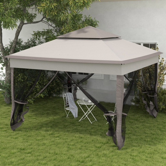 Outsunny 3 x 3m Light Grey Double Roof Pop Up Gazebo - Size: 25 x 21 x 121cm - Wilko - image 1
