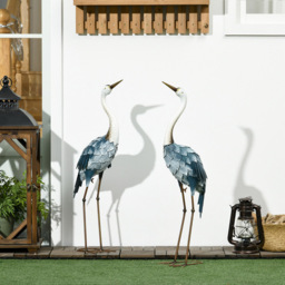 Outsunny Multicolour Steel Crane Statue Set Garden Ornament 2 Pack - Size: 74 x 15 x 26cm - Wilko - thumbnail 3