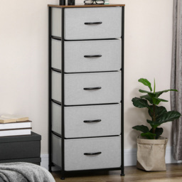 Portland 5 Drawer Grey Tall Chest of Drawers - Wilko - thumbnail 1