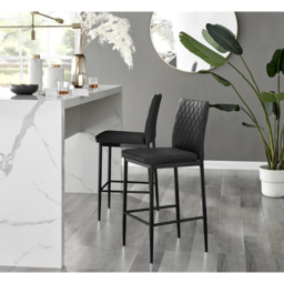 Furniturebox Valera Black Faux Leather Bar Stool Set of 2 - Wilko - thumbnail 3