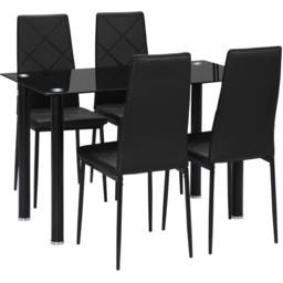 Portland 4 Seater Dining Set Black - Wilko - thumbnail 3