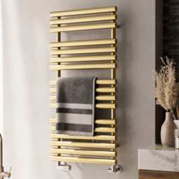 Terma Rolo Towel 2111BTU Brass Heated Towel Rail 1085 x 520mm - Size: 108.5 x 52 x 12.7cm - Gold - Wilko - thumbnail 3