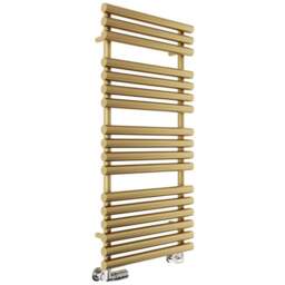 Terma Rolo Towel 2111BTU Brass Heated Towel Rail 1085 x 520mm - Size: 108.5 x 52 x 12.7cm - Gold - Wilko