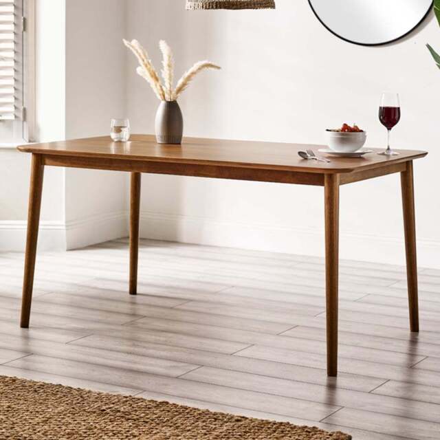Furniturebox Lymington 6 Seater Solid Wood Dining Table Walnut - Size: 4 Seater - Brown - Wilko - image 1