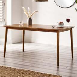 Furniturebox Lymington 6 Seater Solid Wood Dining Table Walnut - Size: 4 Seater - Brown - Wilko - thumbnail 1