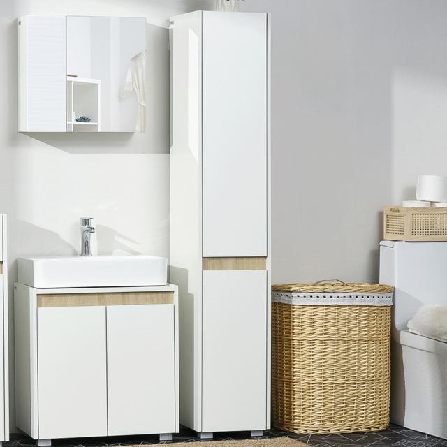 Kleankin 5-TierWhite Tall Adjustable Bathroom Cabinet - Size: 165.0 cm x 33.0 cm x 30.0 cmcm - Wilko - image 1