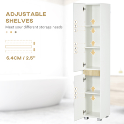 Kleankin 5-TierWhite Tall Adjustable Bathroom Cabinet - Size: 165.0 cm x 33.0 cm x 30.0 cmcm - Wilko - thumbnail 7