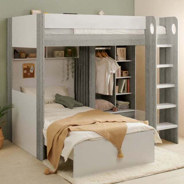 Flair Hampton White and Grey L Shape Bunk Bed - Size: Single - Wilko - image 1